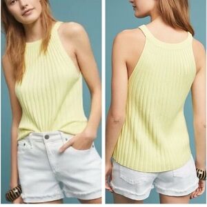 Anthropologie Yellow Ribbed Tank Top